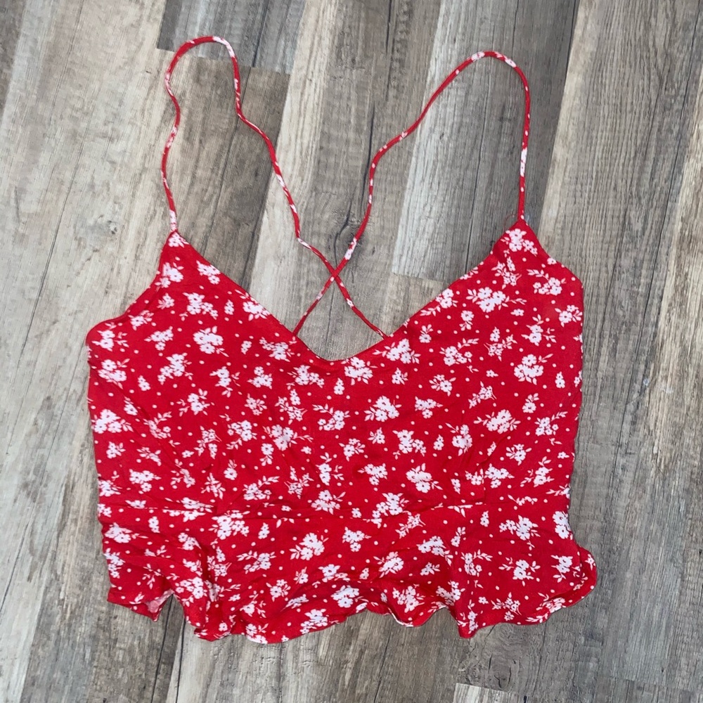 Cute Red Floral Tank Top